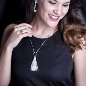 Tiffany & Co. Tassel Rock Crystal Diamond Platinum Necklace