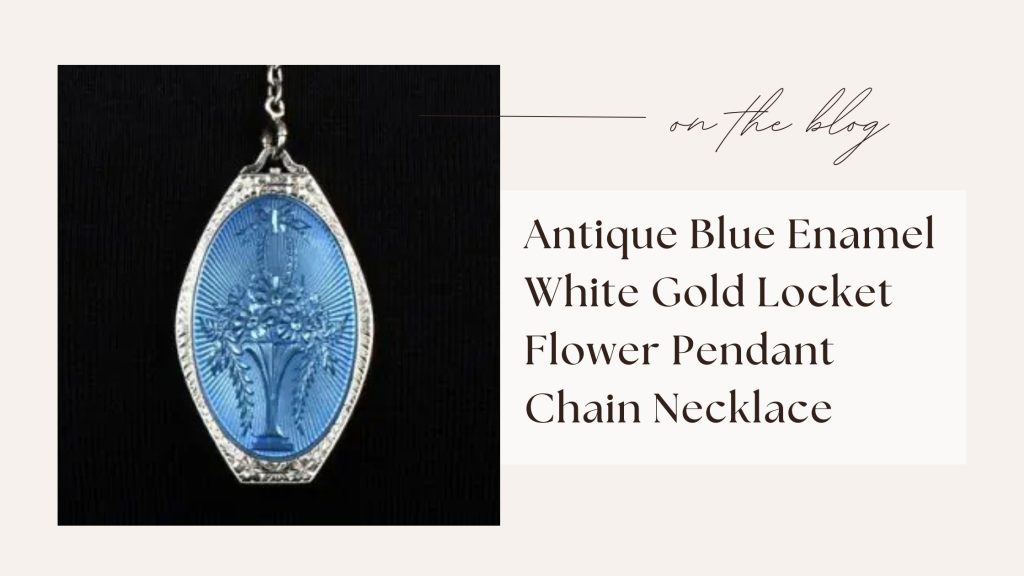 Skip to the end of the images gallery Skip to the beginning of the images gallery Antique Blue Enamel White Gold Locket Flower Pendant Chain Necklace