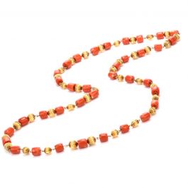 coral mala in gold