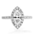 1.18cts GIA Marquise Cut Diamond Gold Halo Engagement Ring 