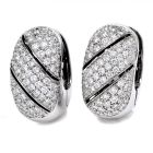 Damiani Medium Size Diamond Half Hoop 18k Gold Clip on Earrings