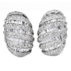 Estate 10.30cts Diamond Large Shirmp Platinum Hoop Clip On Earrings 