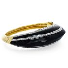 Retro Diamond Black Onyx 14K Gold Dome Bangle Bracelet-Dover Jewelry