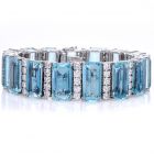 Vintage GIA Aquamarine 103.75cts Diamond Platinum Bracelet-Dover Jewelry