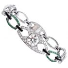 Art Deco 10.17cts Diamond Emerald Onyx Platinum Bracelet-Dover Jewelry