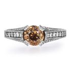 Estate Fancy Brown Yellow Diamond White Gold Engagement Rin