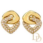 Estate Diamond 18K Dangle Omega Clip Earrings