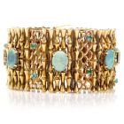 Art nouveau 1940s Opal Emerald 14K Gold Wrap Bracelet-Dover Jewelry