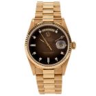 Rolex President Brown Diamond Dial Gold Watch Ref 18038