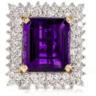 Estate Amethyst and Diamond 14K Pendant/Cocktail Ring