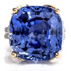 GIA Certified Ceylon No Heat 35.34 carat Sapphire Diamond Platinum 18K Ring