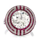 Vintage Art Deco 6.05ct Old European Cut Diamond Ruby Platinum Ring