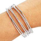 Modern Crossover 3.85cts Diamond 18K White Gold Cuff Bangle Bracelet