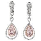 GIA Natural Fancy Light Pink Diamond Platinum Gold Dangle Earrings