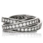 Cartier Diamond 18K White Gold Classic Trinity Band Rolling Ring Size 50