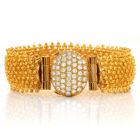 Vintage 1.50cts Diamond 24K Beaded Spike Mesh Bracelet-Dover Jewelry