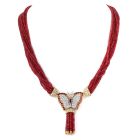 Vintage Ruby Diamond Butterfly Brooch Beaded Necklace 18K Gold |Dover Jewelry|