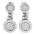 Bvlgari Pave Diamond 18K White Gold Bulgari Tubogas  Dangle Clip On Earrings