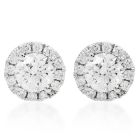 Estate 0.71ct Diamond 14K White Gold Small Halo Stud Earrings