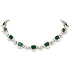 Natural Emerald 52.28cttw Diamond 18K Gold Collar Necklace-Dover Jewelry