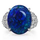 Australian Black opal  Diamond Platinum Cocktail Ring