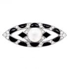 Cartier Art Deco Diamond Pearl Onyx Platinum Brooch Pin-Dover Jewelry