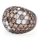 Floral Dome Fancy Brown Diamond 18K Gold Wide Cocktail Ring 