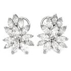 Estate 5.70ct Marquise Cut Diamond Platinum Flower Cluster Clip On Earrings 