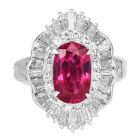 GIA Oval Cut Ruby Diamond Platinum Ballerina Cocktail Ring