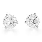 Estate 2.45 Carats Round Diamond 18K White Gold Martini Set Stud Earrings