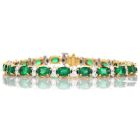 Estate 11.00ct Emerald Diamond 18K Gold Tennis Bracelet-Dover Jewelry