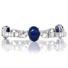 Antique Diamond 28.90cts Blue Sapphire Platinum Geometric Link Bracelet