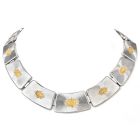 Buccellati Geminato 18k Gold Silver Flat Wide Link Choker Necklace