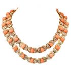 Retro Diamond Coral 18K Convertible Bracelet Necklace Set-Dover Jewelry