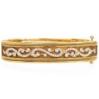 Estate Diamond 18K Gold Filigree Detailed Bangle Bracelet-Dover Jewelry