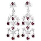 Estate Diamond  Garnet 18K Gold Long Chandelier Dangle Earrings  