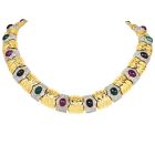 Estate Diamond & Gemstone 18K Gold Statement Necklace-Dover Jewelry