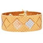 Vintgae18K Gold Tri-Tone Mesh Textured Wide Bracelet-Dover Jewelry 