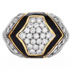 Estate Diamond Onyx 18K Gold Dome Statement Ring- Dover Jewelry