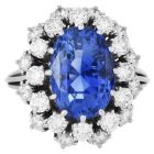 Sri Lanka GIA No Heat Sapphire 10.50cts Diamond Platinum Engagement Ring|DoverJewelry|