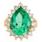 GIA Colombian Emerald 8.95cts Diamond Halo 18K Engagement Ring|Dover Jewelry|