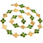 Vintage TRIO GIA Jadeite Jade 18K Gold Quatrefoil Link Necklace-Dover Jewelry