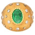 Buccellati Diamond Cabochon Emerald 18K Gold Dome Ring