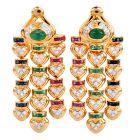 Estate Diamond Precious Gemstone 18K Gold Drop Earrings-Dover Jewelry