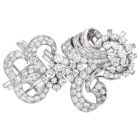 Estate Art Deco 15.00 Carats  Diamond Platinum Double Clip Brooch