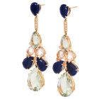 Sapphire Green Amethyst Diamond 18k Gold Chandelier Earrings