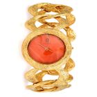 Vintage Omega Roy King Coral 18K Textured Link Watch-Dover Jewelry