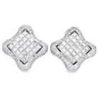 Estate 6.28cttw Diamond 18K Quatrefoil Statement Earrings-Dover Jewelry