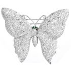 Estate Butterfly Brooch Pendant Platinum Diamond 10.90cts Emerald|DoverJewelry|