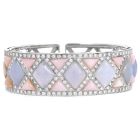 Diamond Mother Of Pearl Chalcedony 18K Gold  Cuff Bracelet |Dover Jewelry |